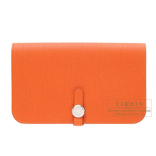 Authentic Hermes Dogon Wallet In Orange