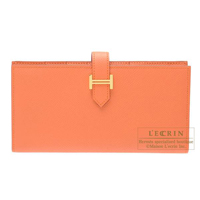 Hermes　Bearn Soufflet　Mango　Epsom leather　Gold hardware