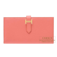 Hermes　Bearn Soufflet　Flamingo　Epsom leather　Gold hardware