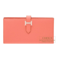 Hermes　Bearn Soufflet　Flamingo　Epsom leather　Silver hardware