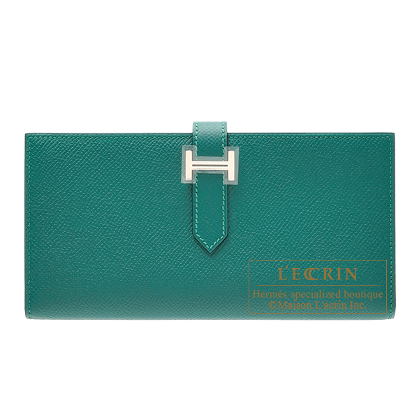 Hermes　Bearn Soufflet　Malachite　Epsom leather　Silver hardware