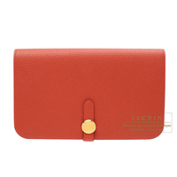 Hermes　Dogon GM　Vermillon　Togo leather　Gold hardware