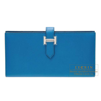 Hermes　Bearn Soufflet　Blue izmir　Tadelakt leather　Matt silver hardware