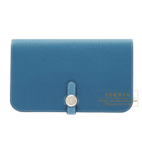 Hermes　Dogon GM　Cobalt/Blue jean　Togo leather　Silver hardware