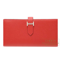 Hermes　Bearn Soufflet　Rouge garance　Epsom leather　Silver hardware