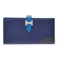 Hermes　Bearn Soufflet　Bi-color　Blue saphir/Blue izmir　Epsom leather　Silver hardware