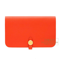 Hermes　Dogon GM　Capucine　Togo leather　Gold hardware