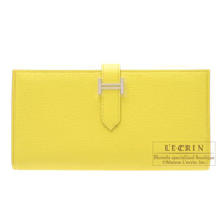 Hermes　Bearn Soufflet　Soufre　Chevre myzore goatskin　Silver hardware