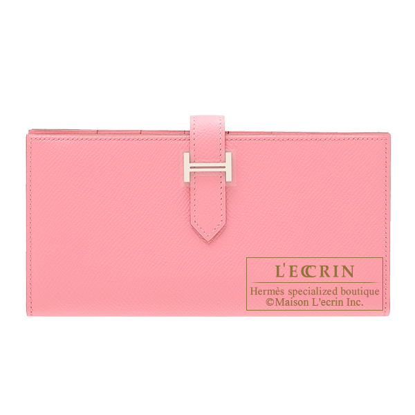 Hermes　Bearn Soufflet　Rose confetti　Epsom leather　Silver hardware