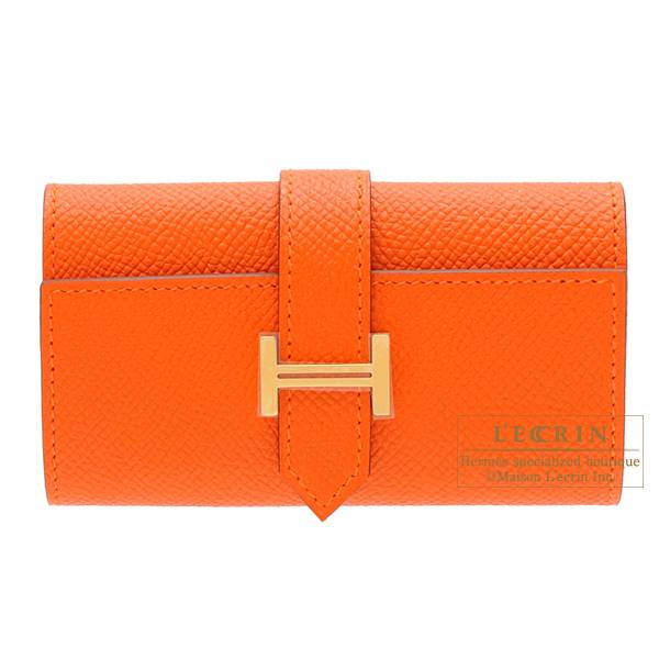 Hermes Bearn key case/4 key holder Feu Epsom leather Gold hardware