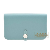 Hermes　Dogon GM　Ciel　Evercolor leather　Silver hardware