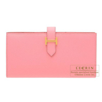 Hermes　Bearn Soufflet　Rose confetti　Epsom leather　Gold hardware