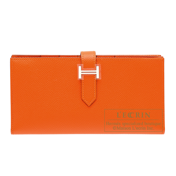 Hermes　Bearn Soufflet　Feu　Epsom leather　Silver hardware