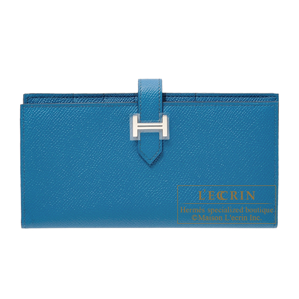 Hermes　Bearn Soufflet　Blue izmir　Epsom leather　Silver hardware