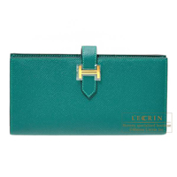 Hermes　Bearn Soufflet　Malachite　Epsom leather　Gold hardware