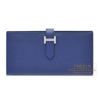 Hermes　Bearn Soufflet　Blue saphir　Epsom leather　Silver hardware