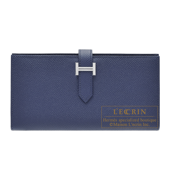 Hermes　Bearn Soufflet　Blue saphir　Epsom leather　Silver hardware