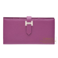 Hermes　Bearn Soufflet　Anemone　Chevre myzore goatskin　Silver hardware