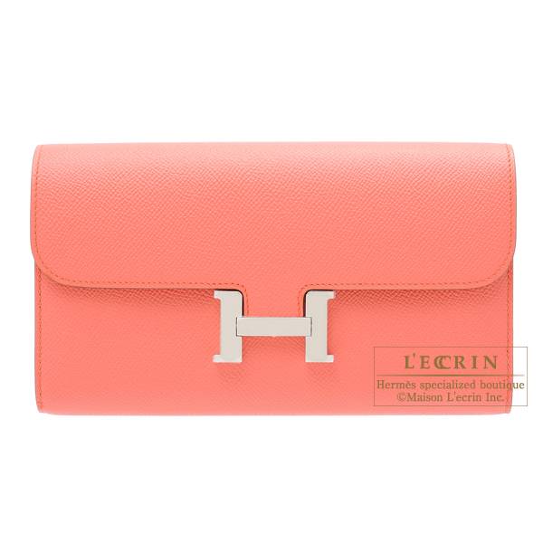 Hermes Constance long Flamingo Epsom leather Silver hardware L