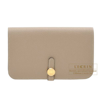 Hermes　Dogon GM　Gris tourterelle　Togo leather　Gold hardware