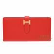 Hermes　Bearn Soufflet　Rouge casaque　Epsom leather　Gold hardware