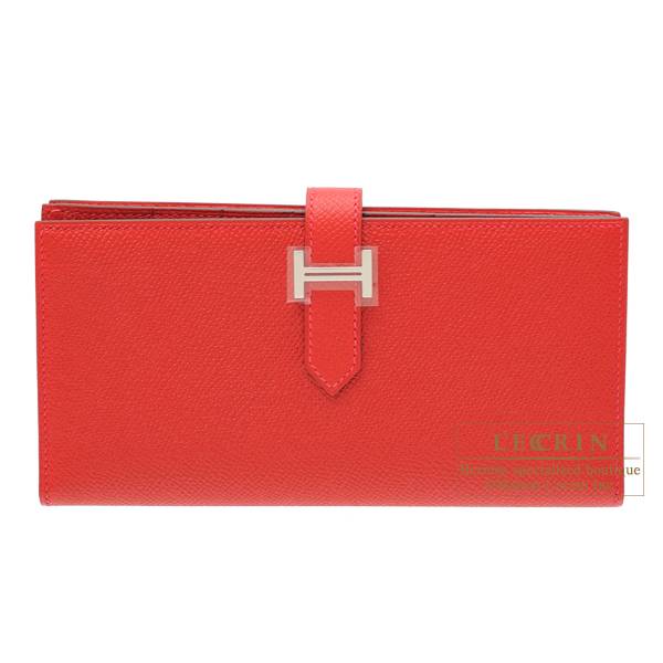 HERMES Bearn Soufflet Epsom leather Rouge vif □H Engraving Wallet 4000 –  BRANDSHOP-RESHINE