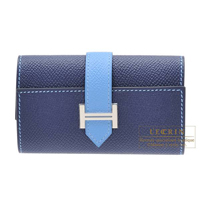 Hermes　Bearn key case/4 key holder　Bi-color　Blue saphir/Blue paradise　Epsom leather　Silver hardware