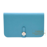 Hermes　Dogon GM　Turquoise blue　Togo leather　Silver hardware