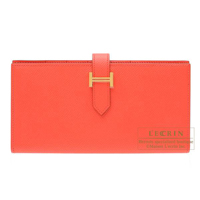 Hermes　Bearn Soufflet　Rose jaipur　Epsom leather　Gold hardware