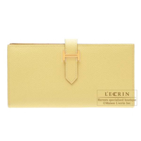 Hermes　Bearn Soufflet　Jaune poussin　Epsom leather　Gold hardware