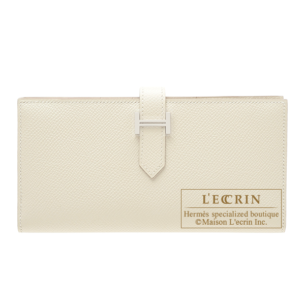 Hermes　Bearn Soufflet　Craie　Epsom leather　Silver hardware