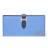 Hermes　Bearn Soufflet　Bi-color　Blue paradise/Blue saphir　Epsom leather　Silver hardware