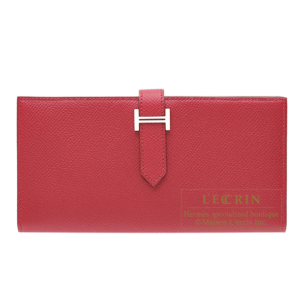 Hermes　Bearn Soufflet　Ruby　Epsom leather　Silver hardware