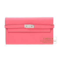 Hermes　Kelly wallet long　Rose azalee　Epsom leather　Silver hardware