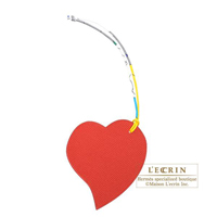 Hermes　Petit H GM　Heart Charm　Red/Dark green　Epsom leather/　Clemence leather