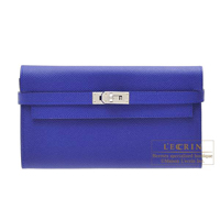 Hermes　Kelly wallet long　Blue electric　Epsom leather　Silver hardware