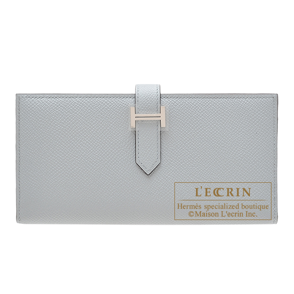 Hermes　Bearn Soufflet　Blue glacier　Epsom leather　Silver hardware