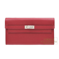 Hermes　Kelly wallet long　Ruby　Epsom leather　Silver hardware