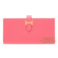 Hermes　Bearn Soufflet　Rose azalee　Epsom leather　Gold hardware