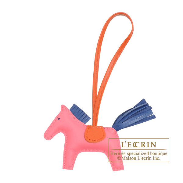 Hermes　Rodeo charm PM　Rose azalee/　Blue de malte　Agneau