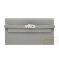 Hermes　Kelly wallet long　Gris mouette　Epsom leather　Silver hardware