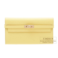 Hermes　Kelly wallet long　Jaune poussin　Epsom leather　Champagne gold hardware