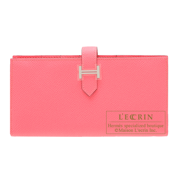 Hermes　Bearn Soufflet　Rose azalee　Epsom leather　Silver hardware