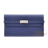 Hermes　Kelly wallet long　Blue saphir　Epsom leather　Silver hardware