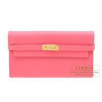 Hermes　Kelly wallet long　Rose azalee　Epsom leather　Gold hardware