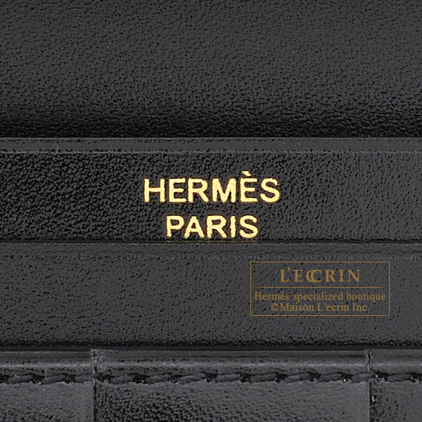 Hermes Bearn Soufflet Black Box calf leather Gold hardware