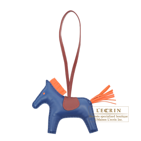 Hermes　Rodeo charm MM　Blue de malte/　Orange poppy　Agneau