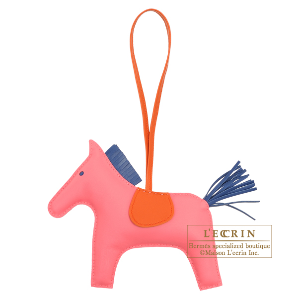 Hermes　Rodeo charm GM　Rose azalee/　Blue de malte　Agneau