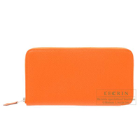 Hermes　Azap long　Orange　Togo leather　Silver hardware