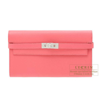 Hermes　Kelly wallet long　Rose lipstick　Chevre myzore goatskin　Silver hardware